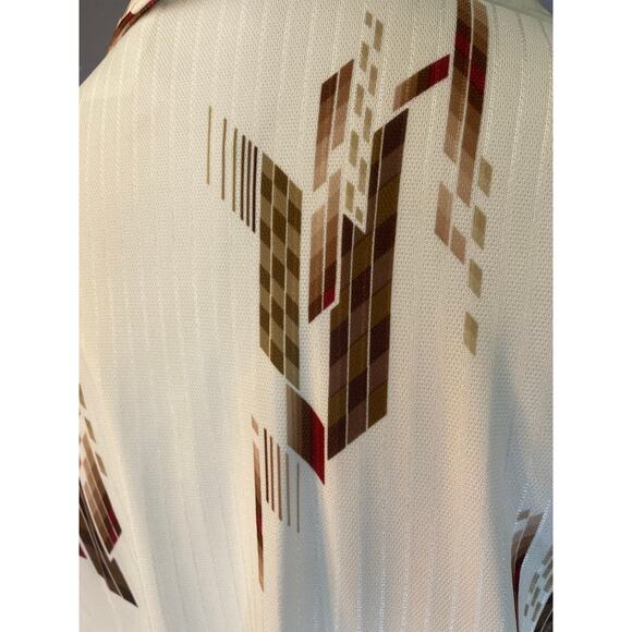 Vintage 70s Mr. Jan Polyester Disco Shirt Dagger Collar Abstract Earth Tones Med - Picture 7 of 10